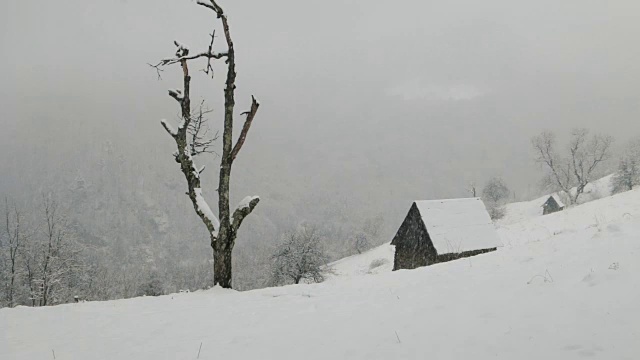 特兰西瓦尼亚冬季降雪视频素材