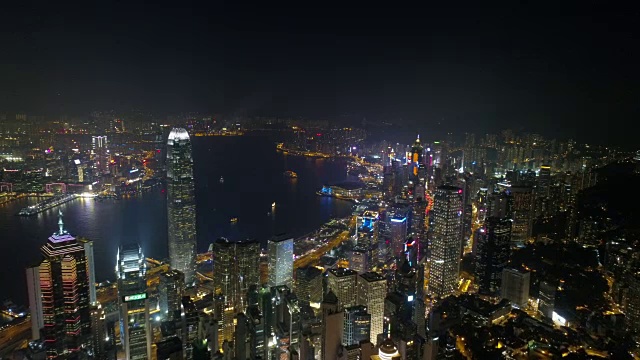 中国夜灯著名的香港城湾航拍全景4k视频素材