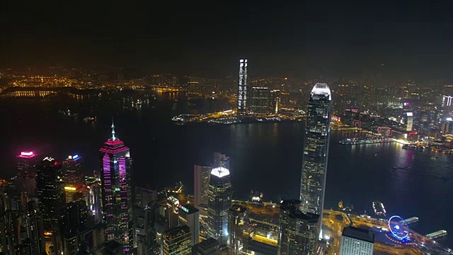 中国著名的香港湾建筑夜景航拍4k视频素材