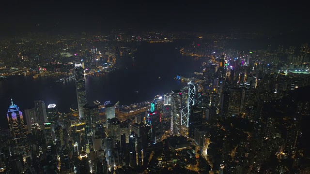 中国夜光香港著名的海湾航拍全景4k视频素材