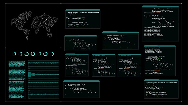 黑客用户界面与随机文本窗口代码百分比负载网络技术的未来概念视频素材