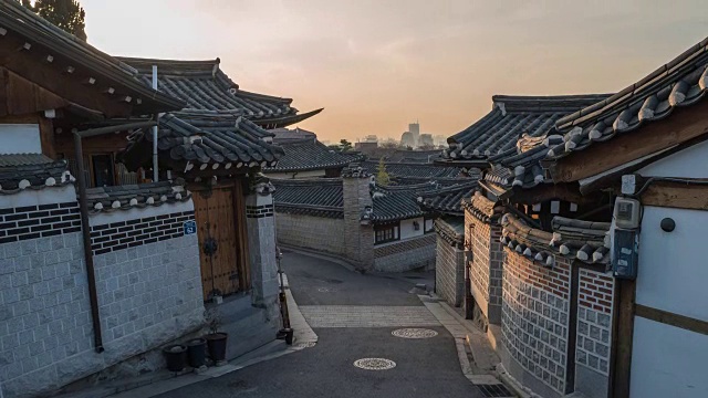 韩国首尔北川韩屋村，4K时间流逝视频素材