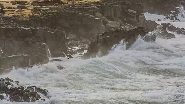 冰岛海岸的冬季风暴视频素材