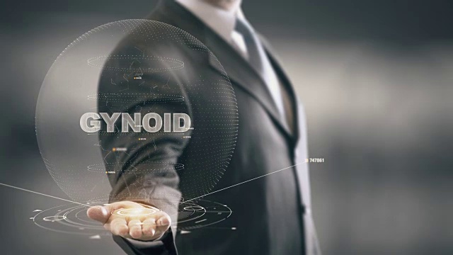 Gynoid与全息商人的概念视频素材