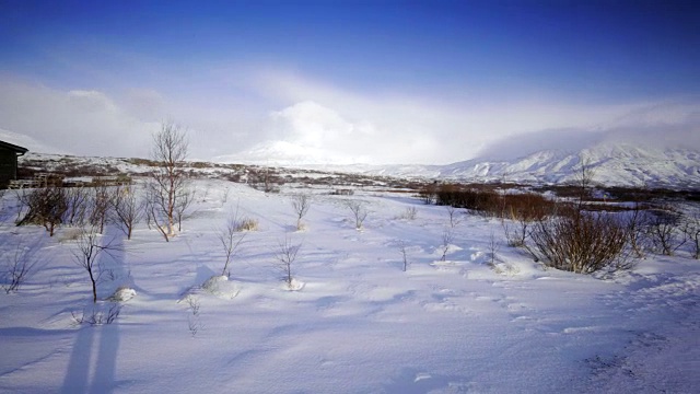 冰岛风景优美，自然冬雪寒冷，外有奇寒山视频素材