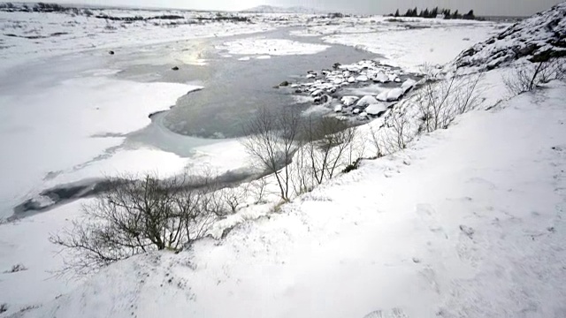 冰岛风景优美自然，冬寒雪寒，外金圈寒旅游视频素材