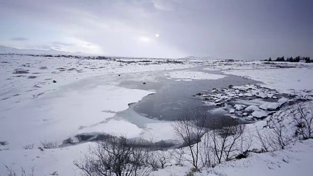 冰岛风景优美自然，冬寒雪寒，外金圈寒旅游视频素材