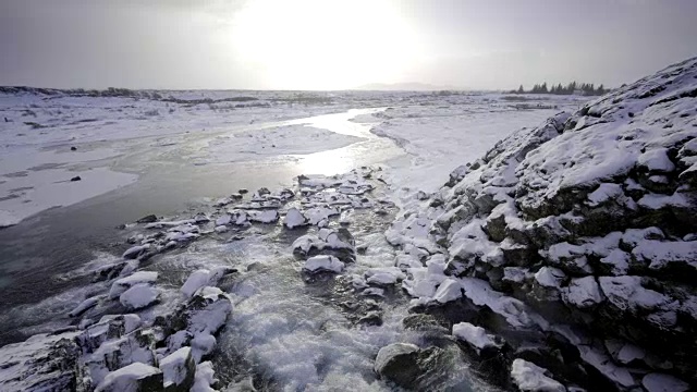 冰岛风景优美自然，冬寒雪寒，外金圈寒旅游视频素材