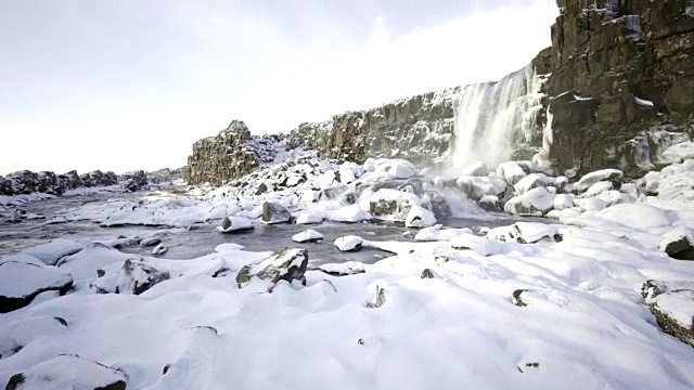 冰岛风景优美，自然冬雪寒冷，外有金圈瀑布视频素材