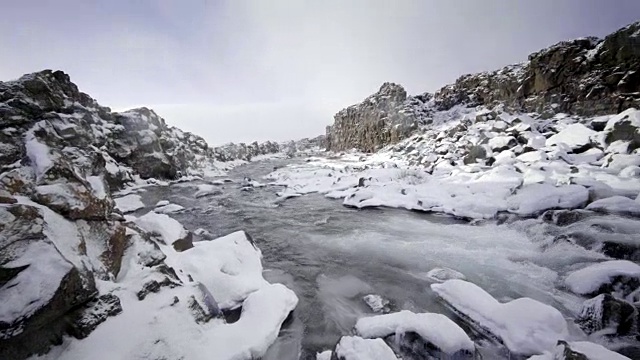 冰岛风景优美，自然冬雪寒冷，外有金圈瀑布视频素材