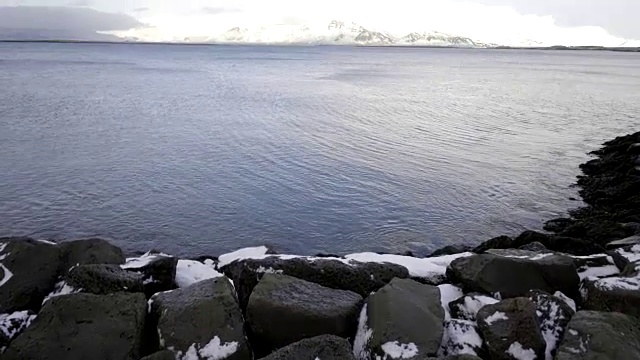 冰岛风景优美，自然冬雪寒冷，户外仙境寒冷旅游视频素材