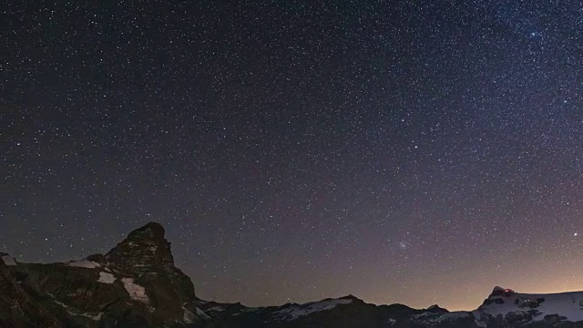 马特洪峰的星空，时间流逝视频素材