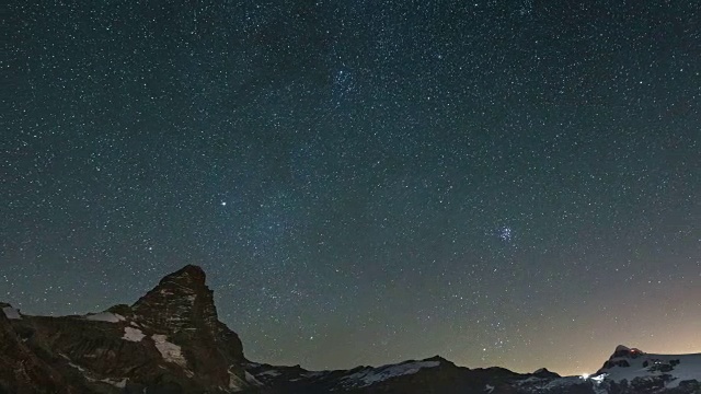 马特洪峰的星空，时间流逝视频素材