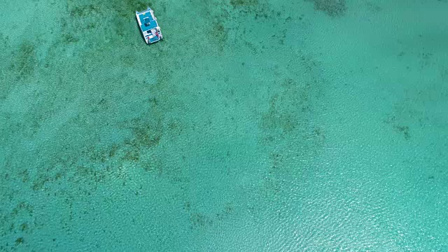 鸟瞰图双体船，快艇和游艇在加勒比海和热带岛屿视频素材