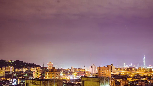 时光流逝——台湾台北夜晚的城市天际线视频素材