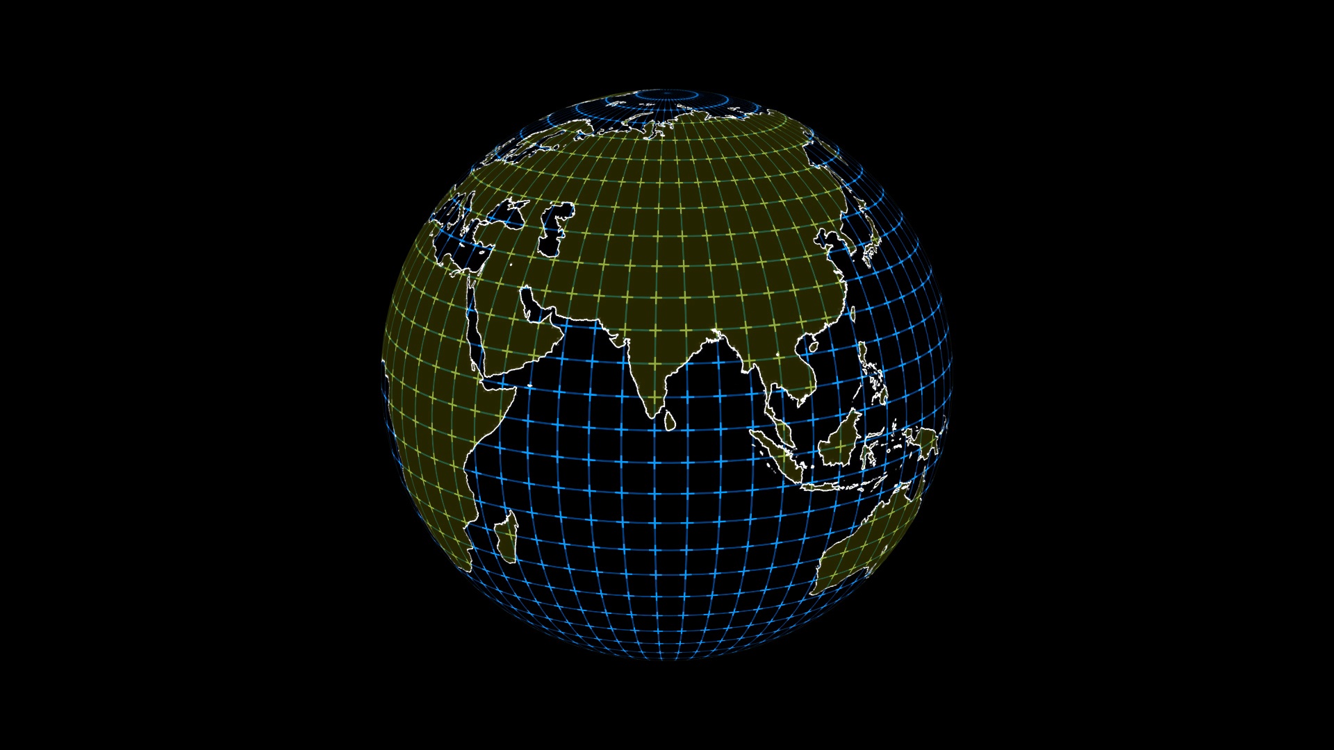 计算机动画的行星地球与一个点网格旋转在黑色空间。视频素材