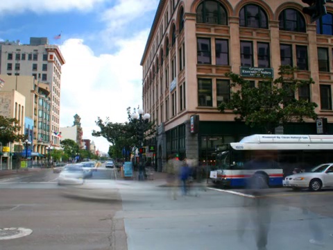 time-lapse of intersection in spokane .斯波坎十字路口的延时视频素材