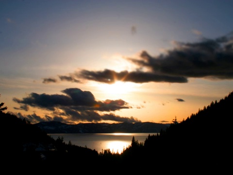 time-lapse sunset over scenic lake风景湖上的日落视频素材