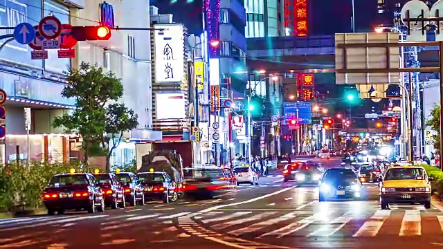 高清延时:夜生活-拥挤的大阪街道，日本。视频下载