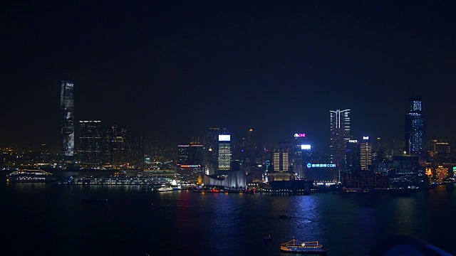 夜灯香港城市湾天台岛交通海港全景4k中国视频素材