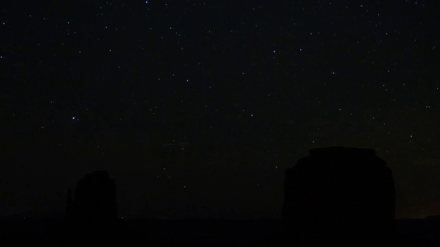 夜晚时光流逝:纪念碑谷平顶山上令人惊叹的星夜视频素材