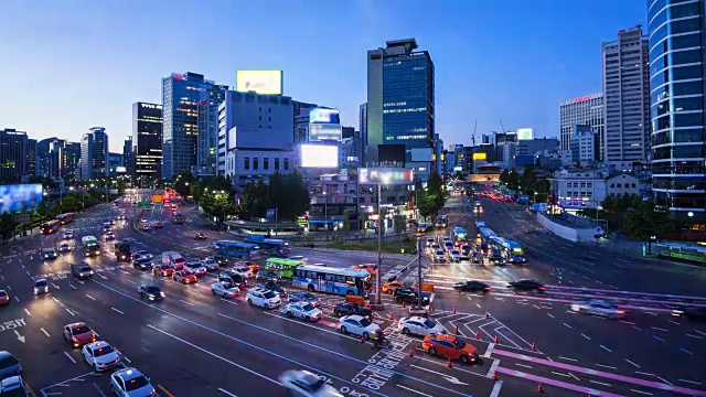 韩国首尔市和南大门的交通时间流逝视频素材