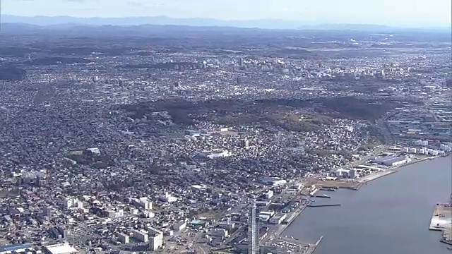 日本秋田港附近的航拍视频素材