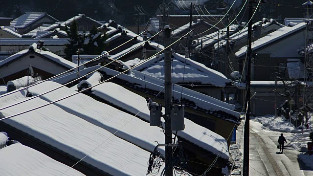 日本福井市今雄镇，积雪覆盖视频素材