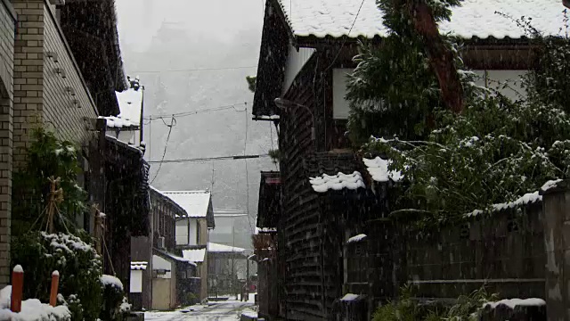 日本福井小野的传统雪街视频素材