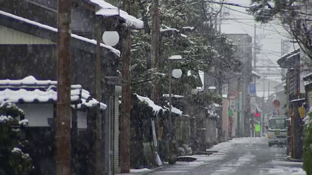 日本福井小野的传统雪街视频素材