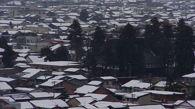 白雪覆盖的小野市，福井，日本视频素材