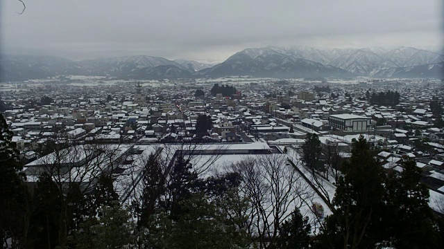 白雪覆盖的小野市，福井，日本视频素材