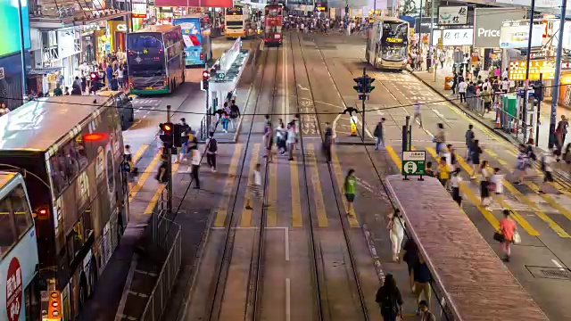 过马路，人来人往，香港，铜锣湾视频下载