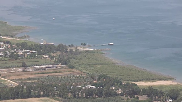 从山顶往加利利海海岸缓慢的潘视频素材