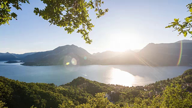 科莫湖和山脉的全景背景视频素材