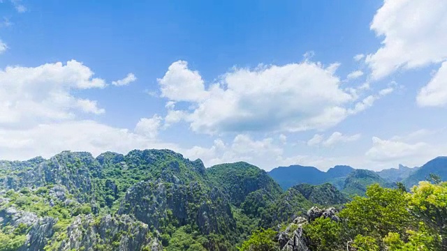 时间流逝多云的天空在山的上方视频素材