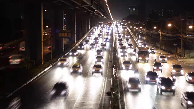 夜间高速公路交通堵塞视频素材