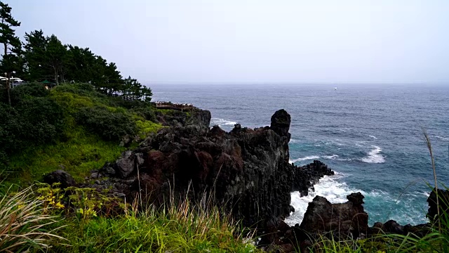 济州岛仲门大浦海岸三山全里崖视频素材