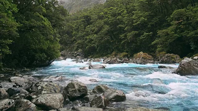 峡湾国家图托科河图托科桥上的马德琳山视频素材