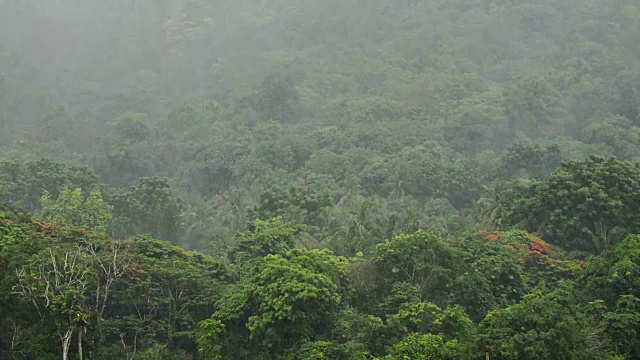 雨点运动与云风暴在山上视频素材