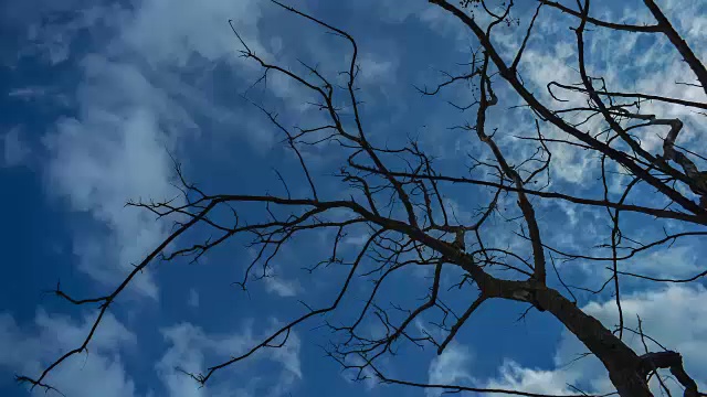 时光流逝在天空和云的背景上形成剪影。视频素材