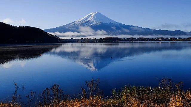 川口湖富士山的时间流逝视频下载