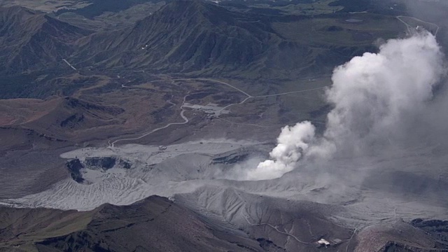 空中，麻生火山喷发，熊本，日本视频素材