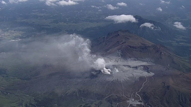 空中，麻生火山喷发，熊本，日本视频素材