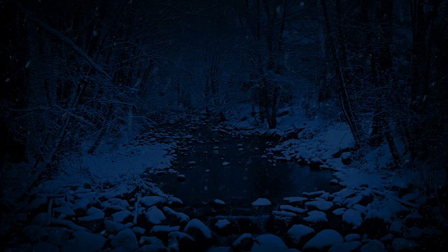 雪域里夜晚的河流视频素材