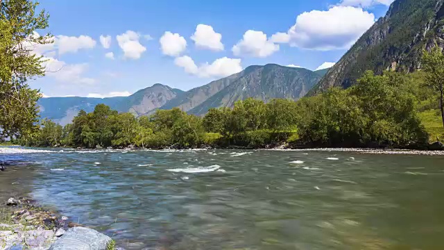 阿尔泰山脉。美丽的高原风光。俄罗斯西伯利亚。间隔拍摄视频素材