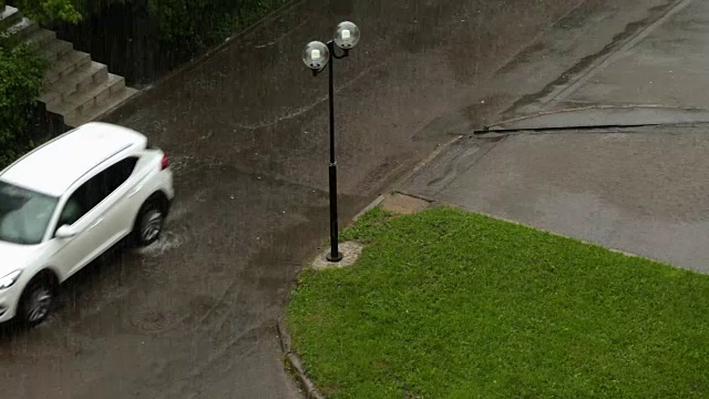 雨天和刮风的一天在夏季公园视频素材