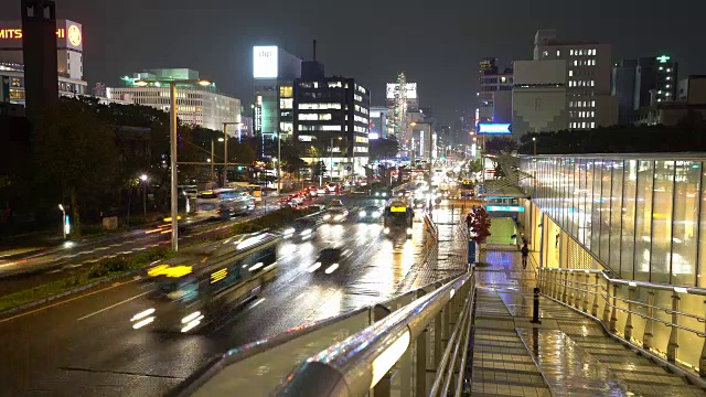 延时:名古屋城市景观和Sakae日落日本视频素材