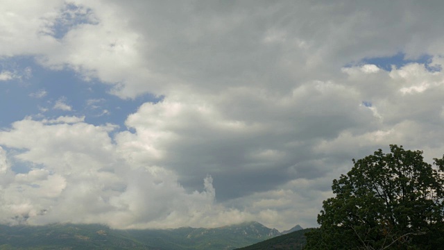 碧蓝的天空，碧绿的山峰视频素材