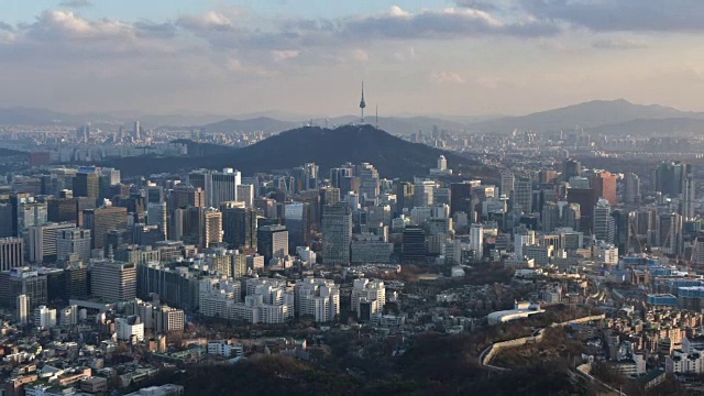 韩国首尔城市天际线的时间流逝。视频素材